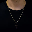 KIT Cordão masculino + pingente de cruz - Prata Banhada a Ouro + 1 Ano De Garantia!